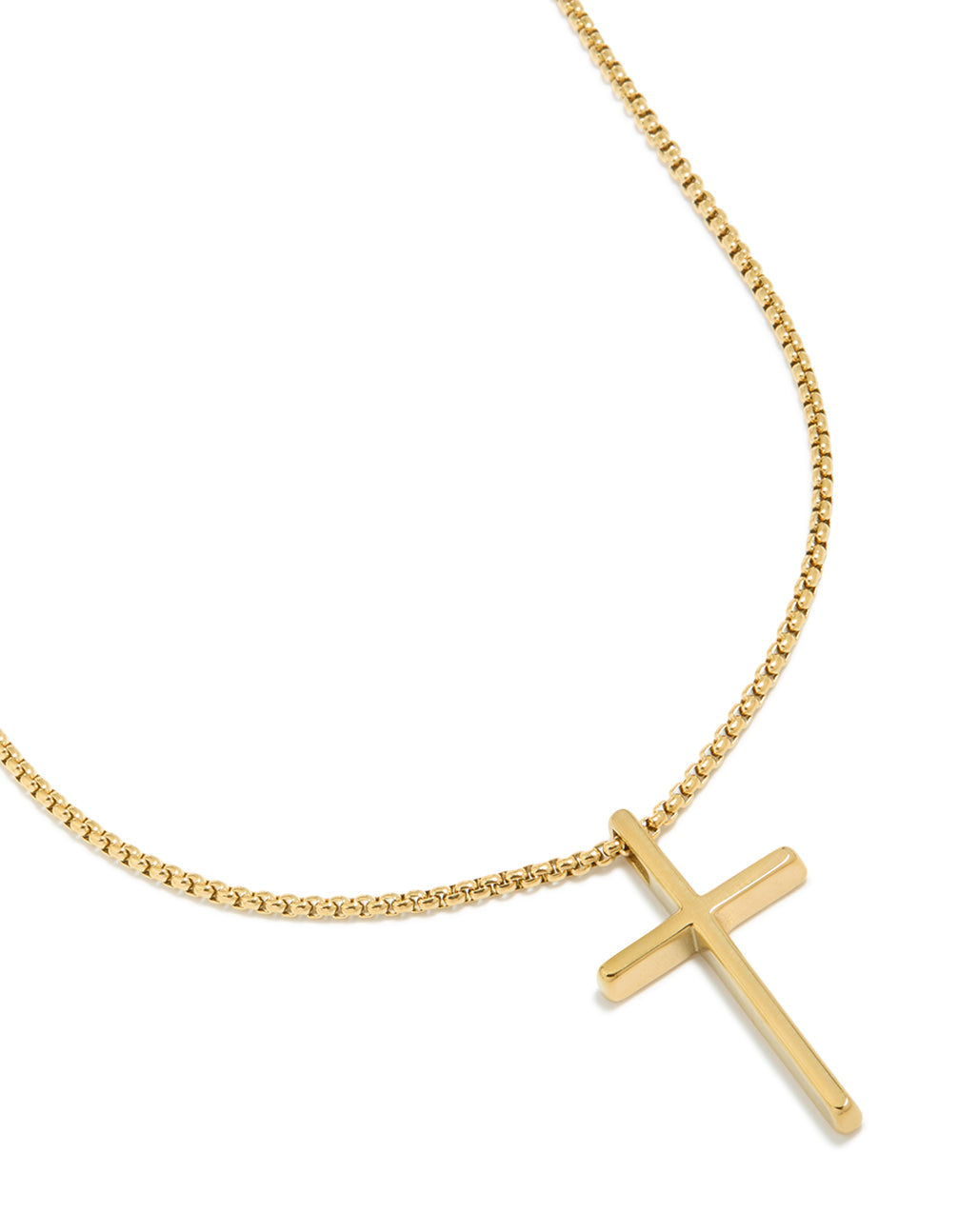 Mens Gold Plated Stainless Steel Cross Pendant Necklace
