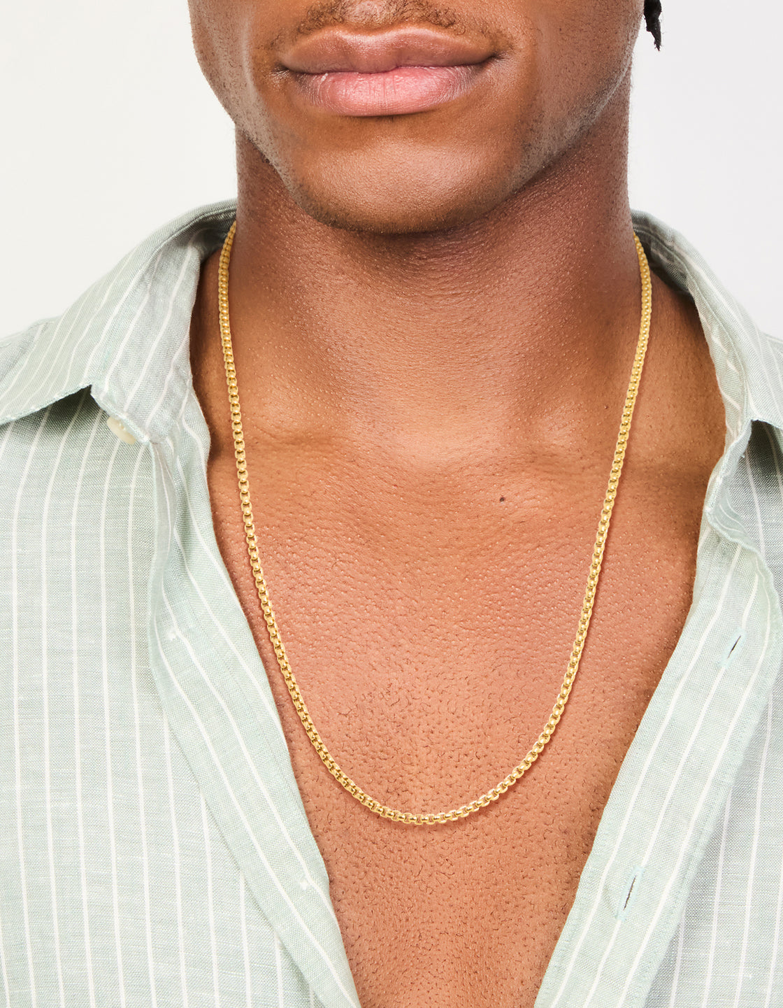 Mens Waterproof Gold Plated Stainless Steel Mini Box Chain Necklace