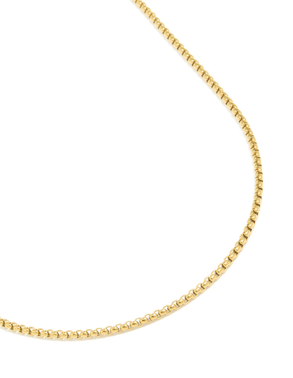 Mens Waterproof Gold Plated Stainless Steel Mini Box Chain Necklace