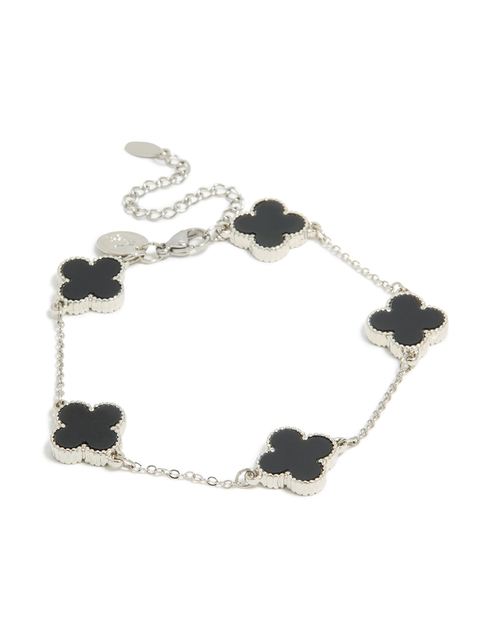 Mens Waterproof Stainless Steel Black Clovers Chain Bracelet