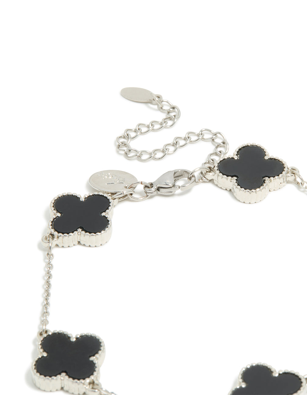 Mens Waterproof Stainless Steel Black Clovers Chain Bracelet