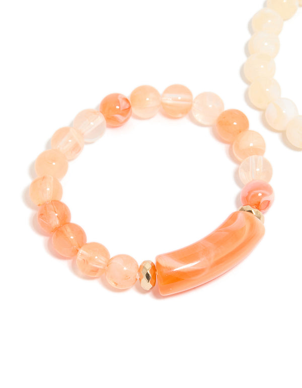 Pink & Cream Beaded Stretch Bracelets 2-Pack