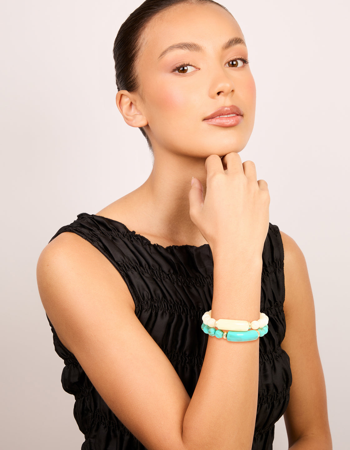 Turquoise & Neutral Beaded Stretch Bracelets 2-Pack