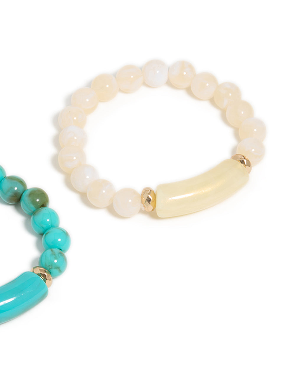 Turquoise & Neutral Beaded Stretch Bracelets 2-Pack