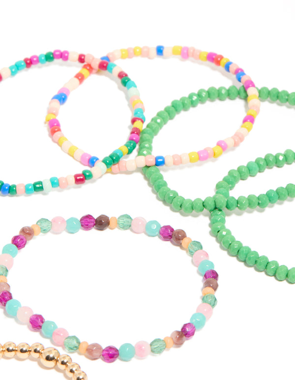 Multicoloured Beaded Stretch Bracelets 9-Pack