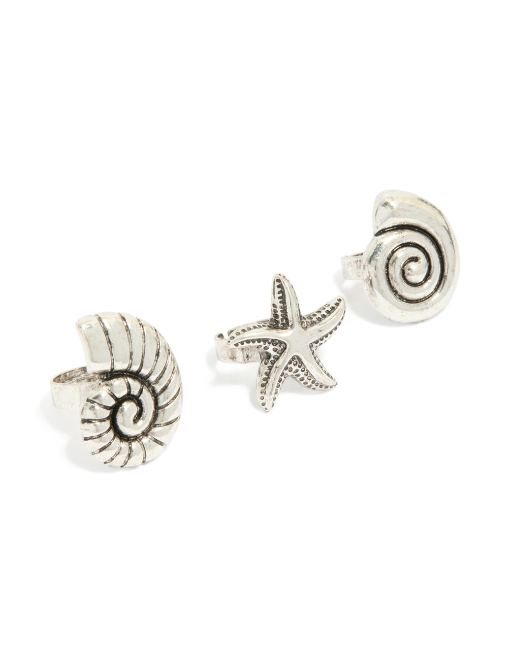 Antique Silver Sea Life Large Rings 3-Pack