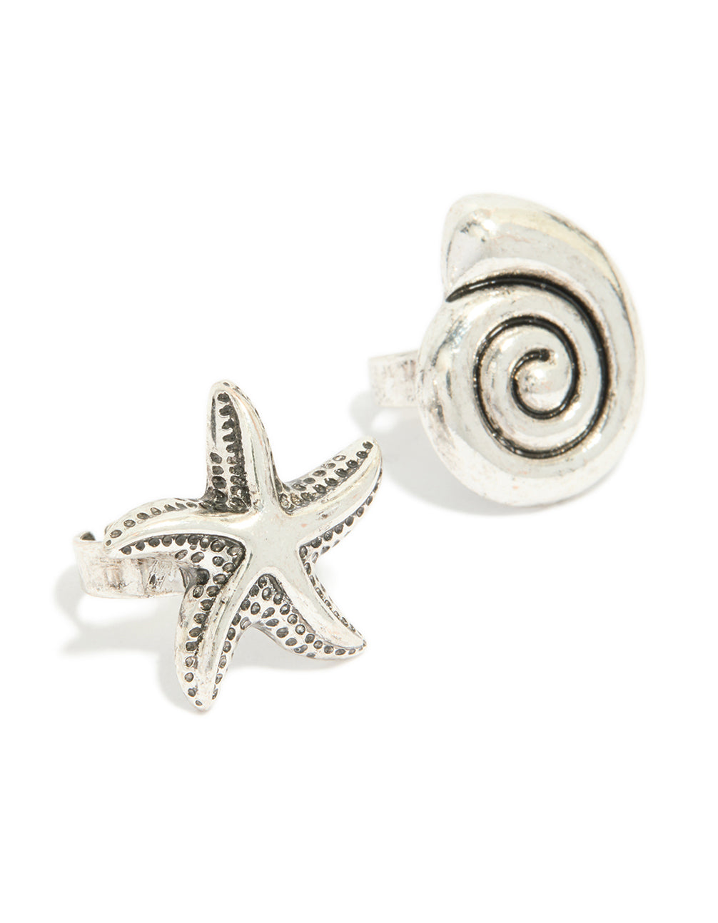 Antique Silver Sea Life Large Rings 3-Pack