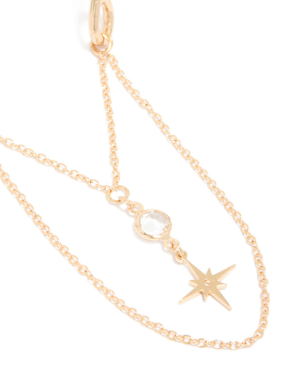 Gold Celestial Chain Drop Arm Cuff