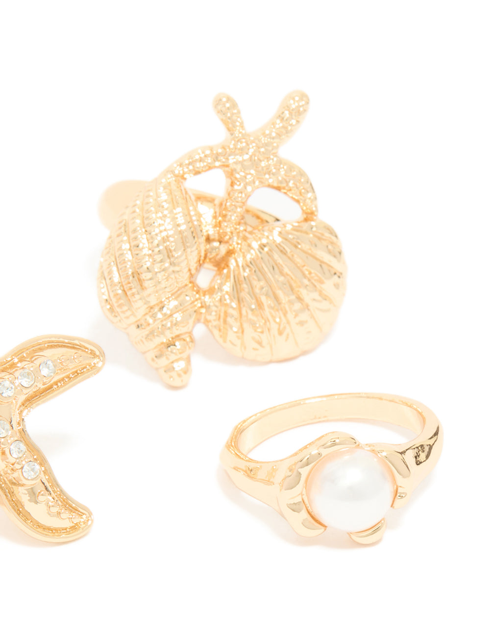 Gold Sea Life Rings 4-Pack