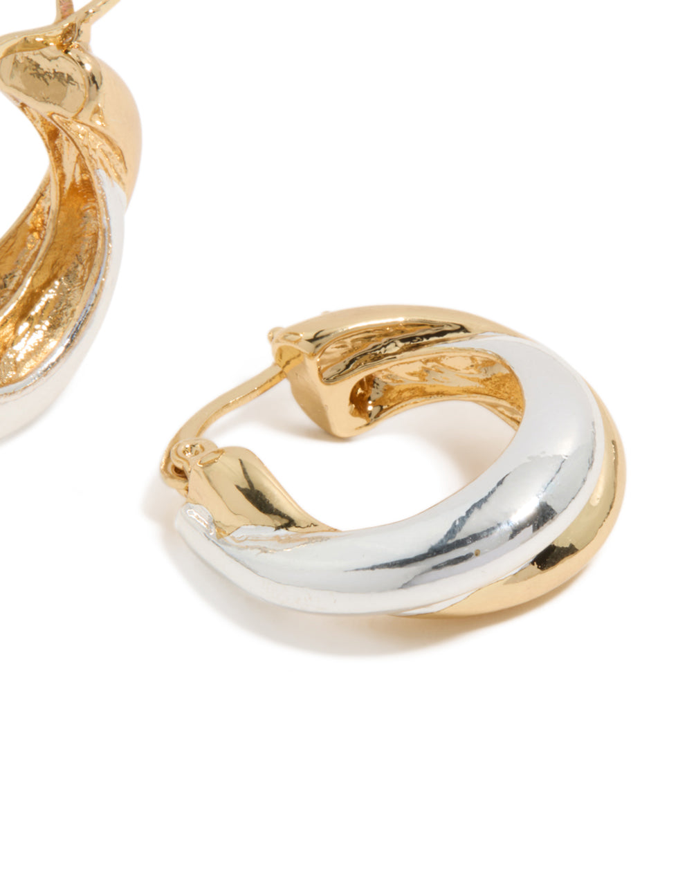 Mixed Metal Plated Crossover Hoop Earrings