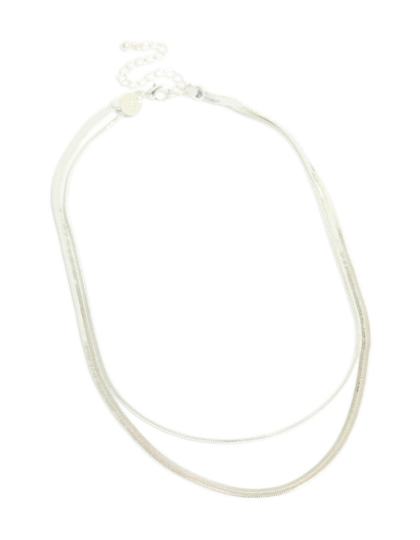 Silver Plated Snake Chain Layered Necklace
