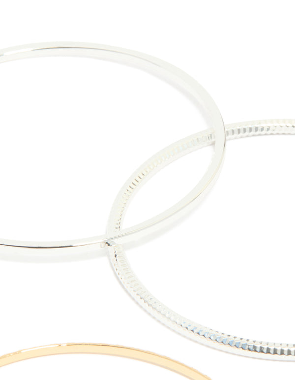 Mixed Metal Flat Bangles 4-Pack