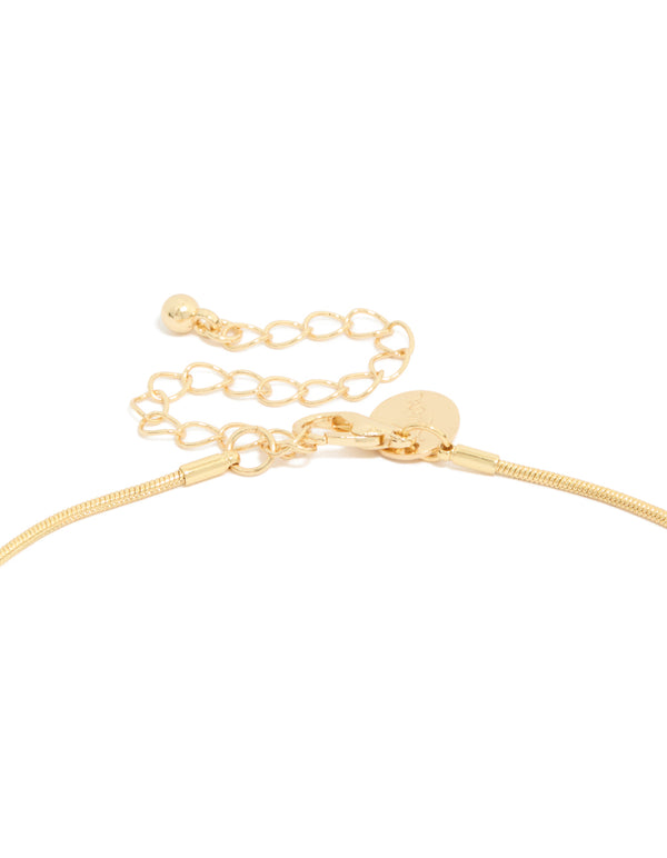 Highlighting a gold plated adjustable teardrop end toggle necklace clasp detail view