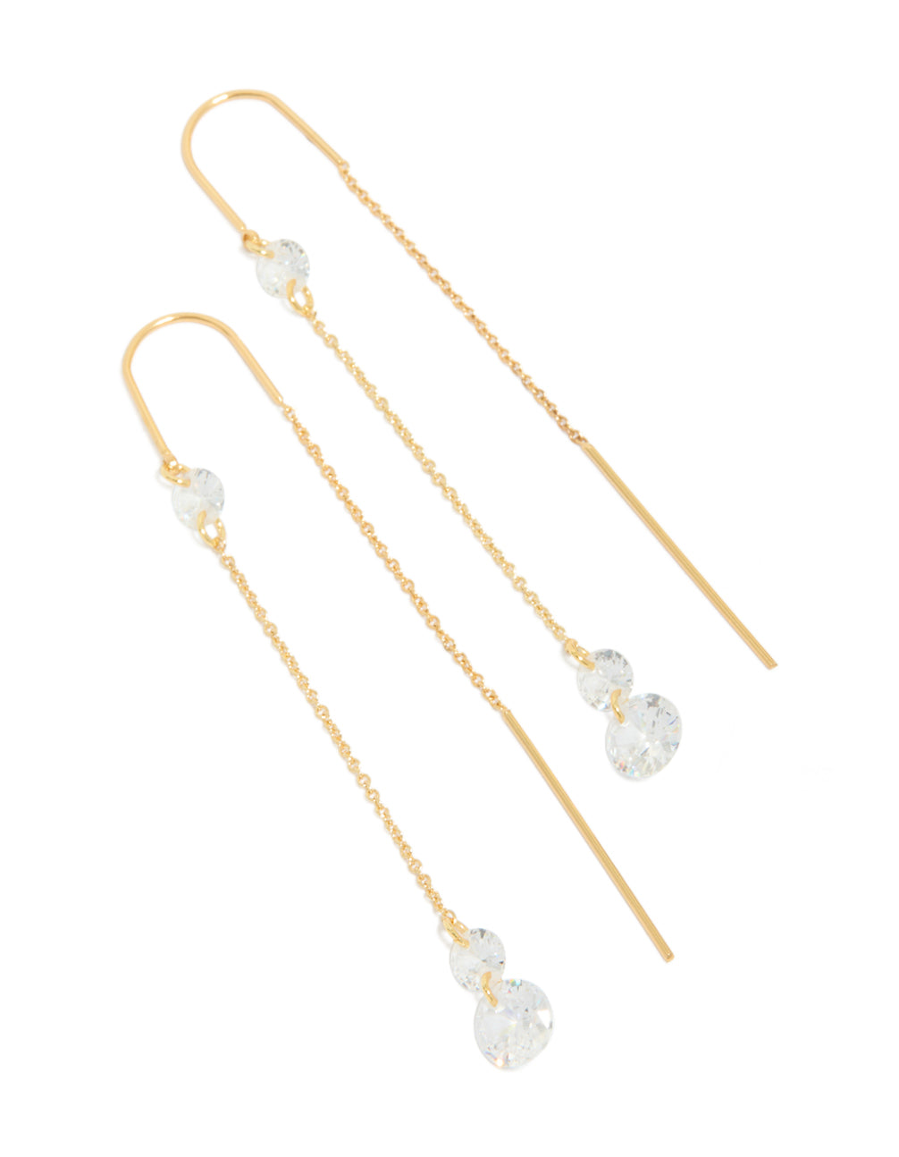 Gold Plated Cubic Zirconia Thread Through Earrings
