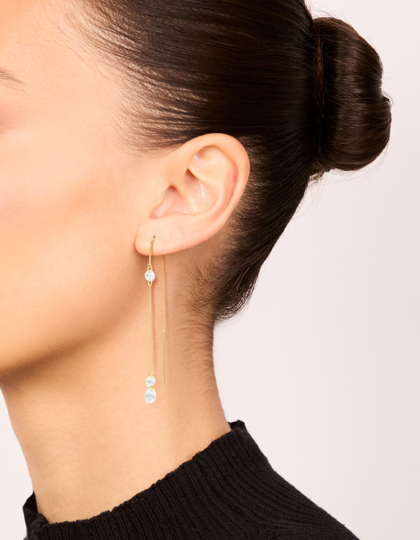Gold Plated Cubic Zirconia Thread Through Earrings
