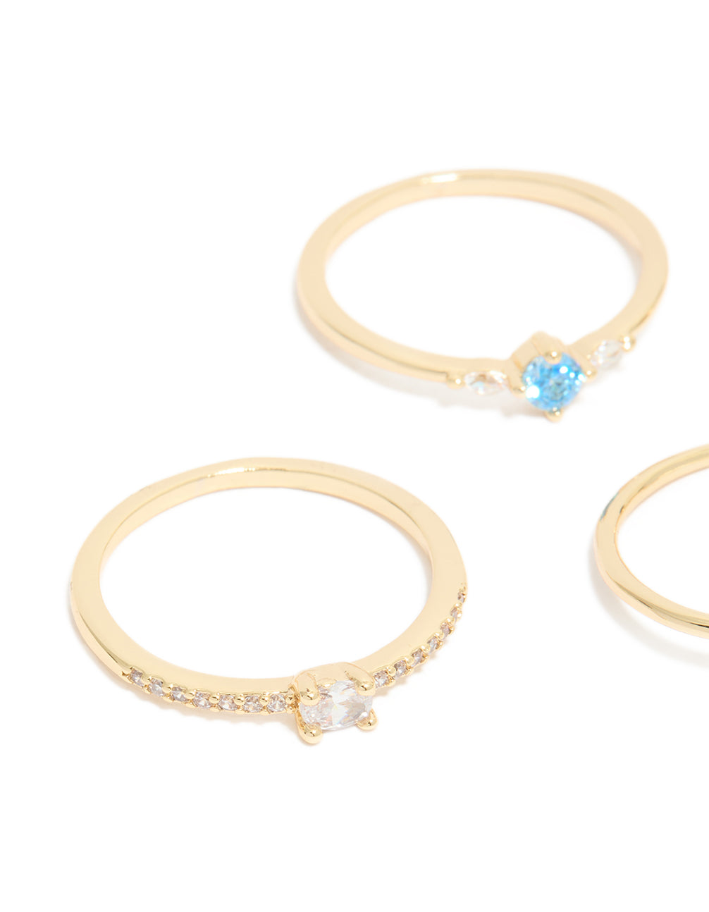 Discover gold plated cubic zirconia and evil eye rings 5-pack featuring with crystal accents detail close up view