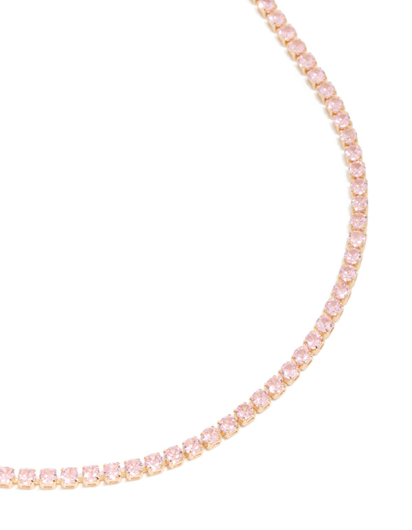 Gold Dainty Cubic Zirconia Tennis Necklace