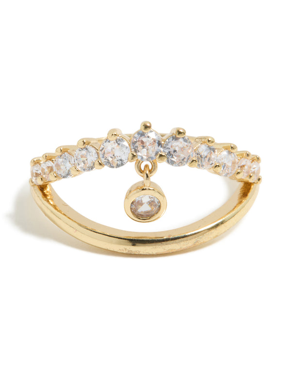 Gold Plated Cubic Zirconia Charm Split Ring