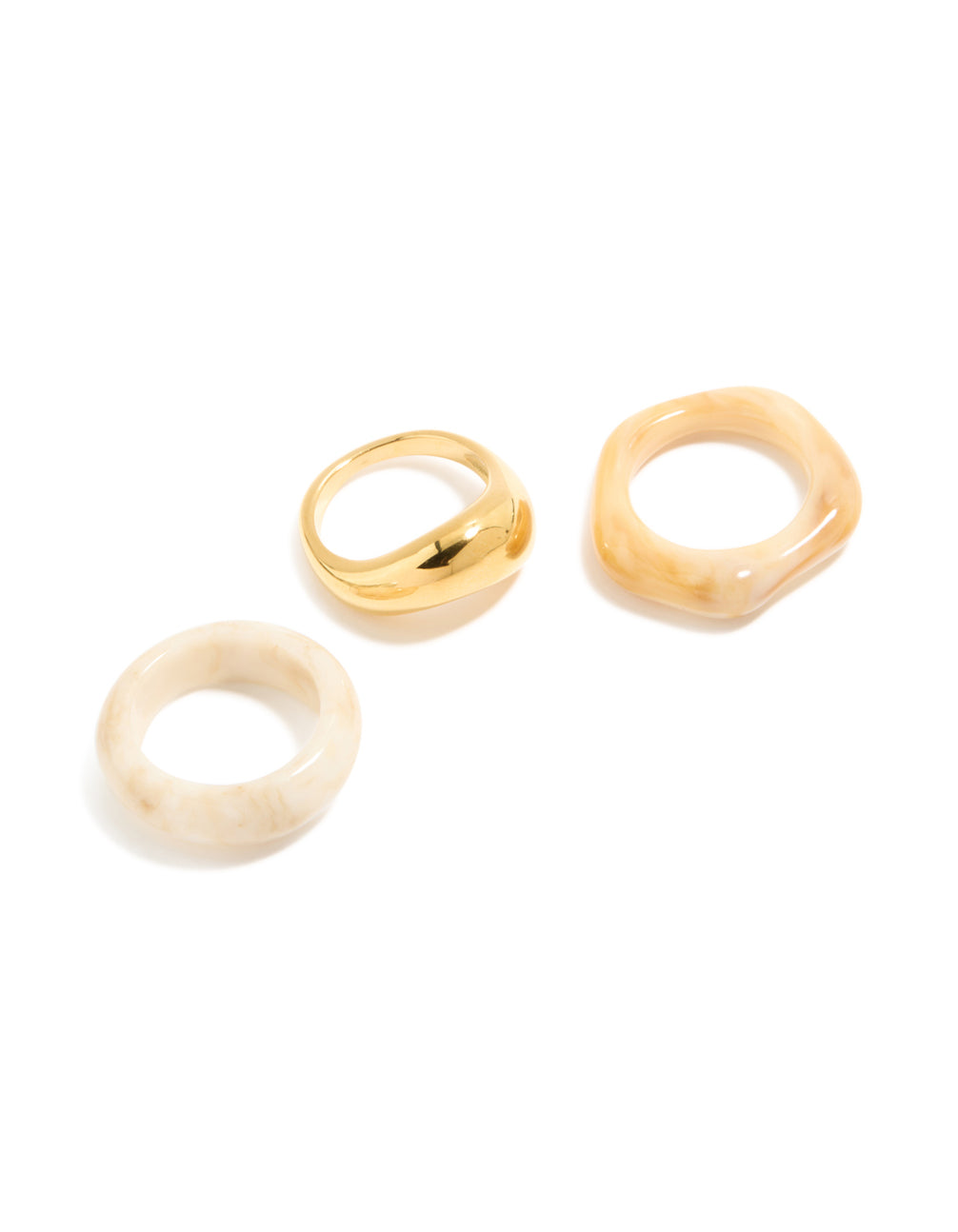 Waterproof Gold Plated Stainless Steel & Acrylic Stacking Rings 3-Pack