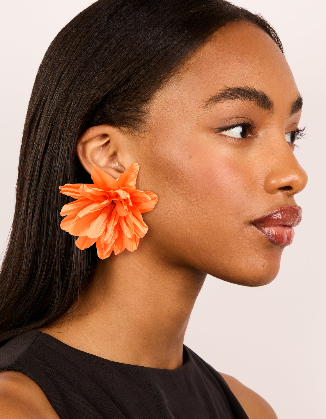 Orange Paper Flower Petal Earrings