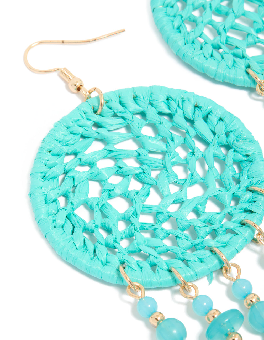 Light Blue Fabric Dreamcatcher Drop Earrings