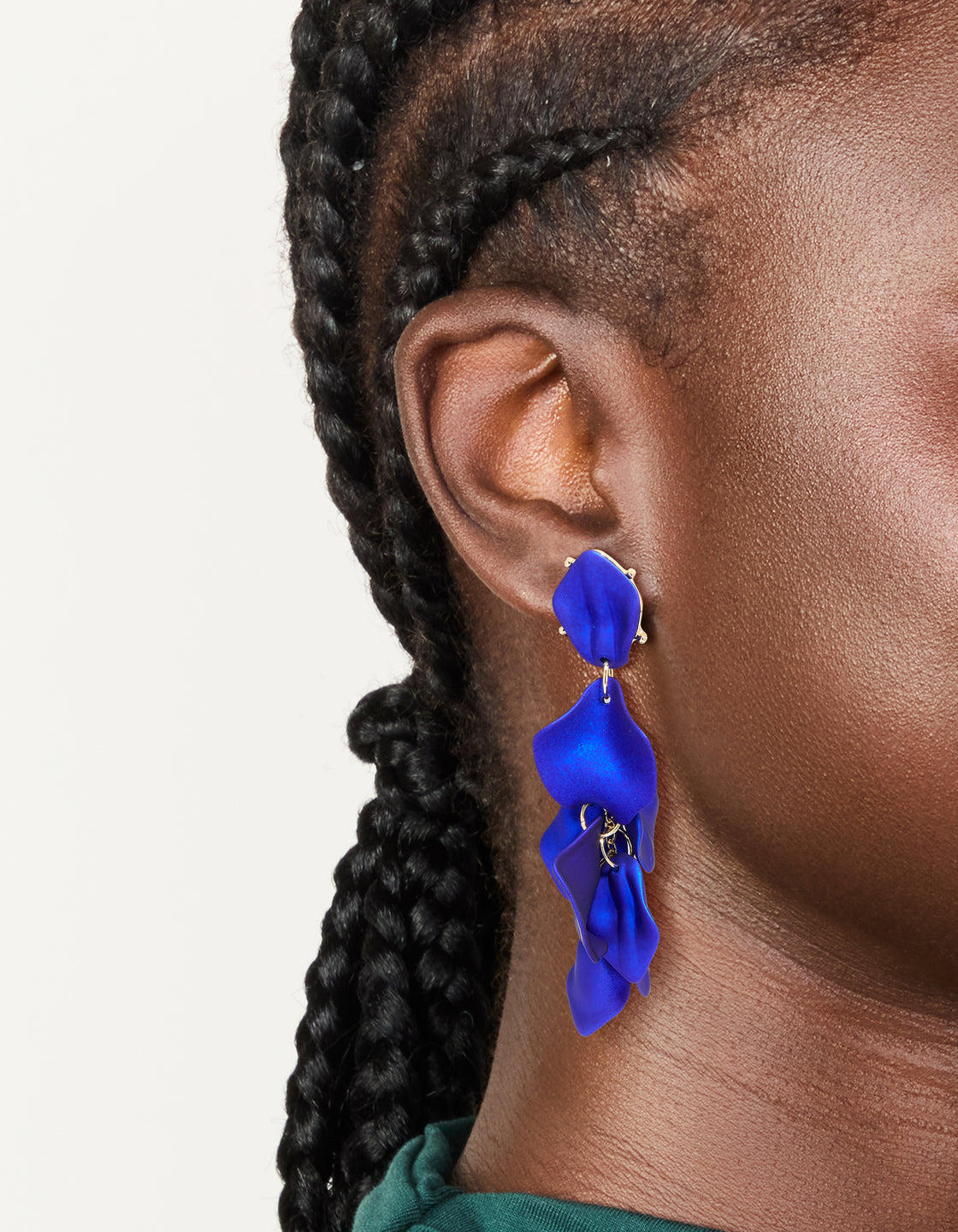 Blue Coated Petal Drop Earrings