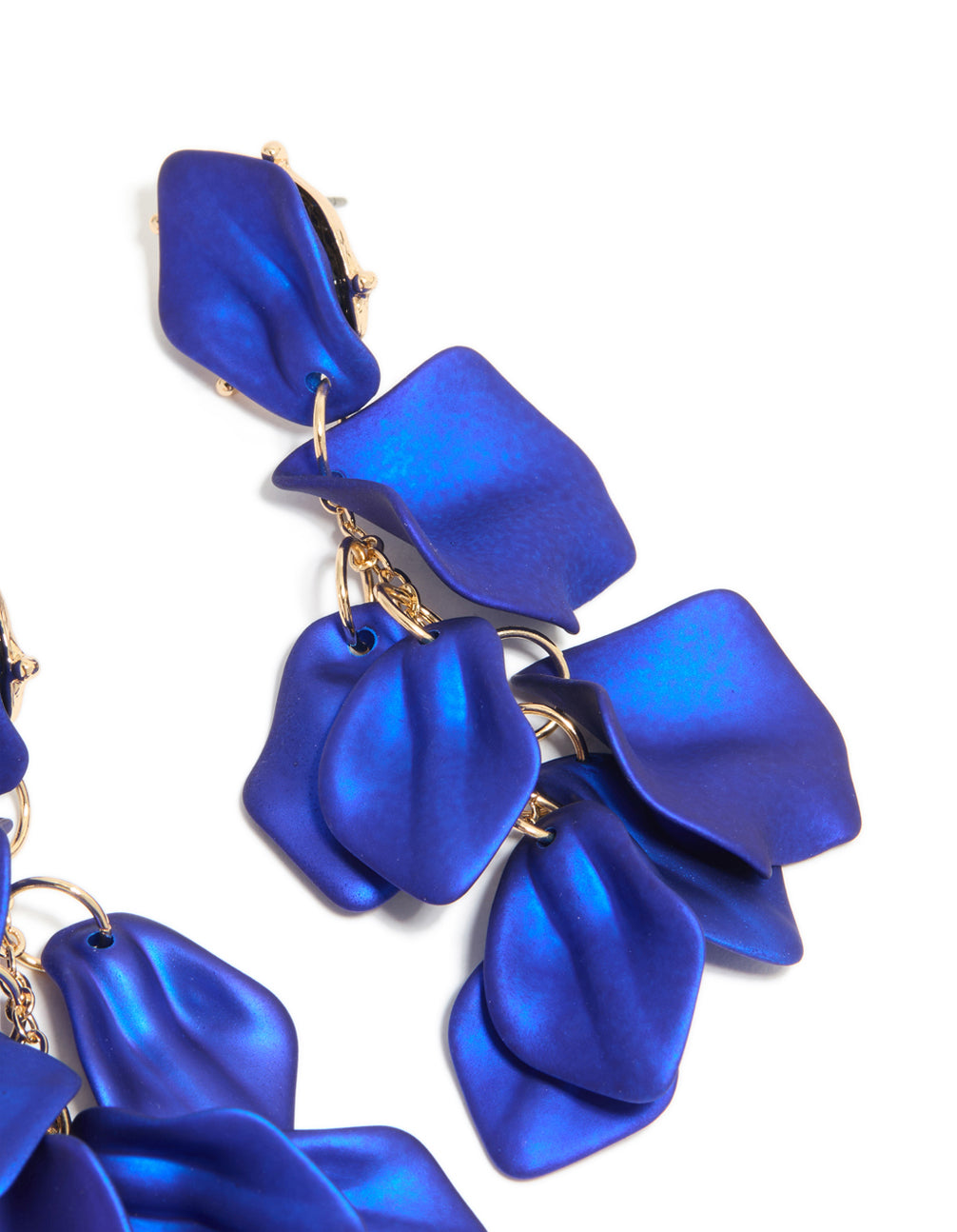 Blue Coated Petal Drop Earrings