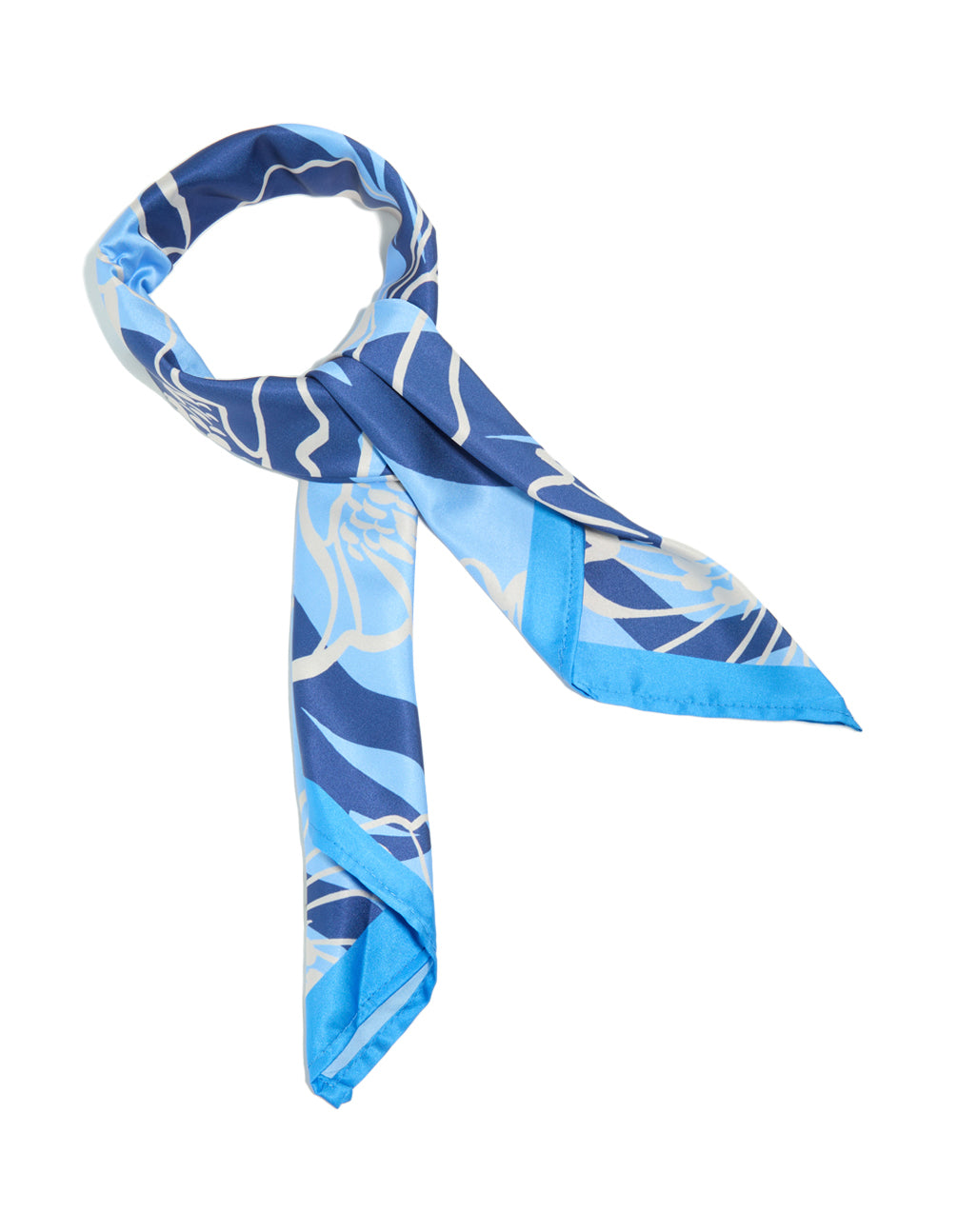 Dark Blue Fabric & Grey Flower Outline Scarf