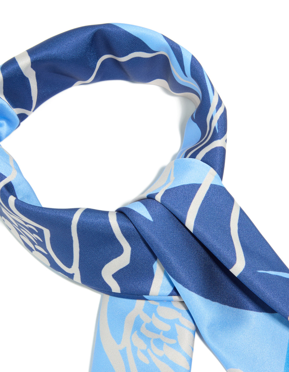 Dark Blue Fabric & Grey Flower Outline Scarf