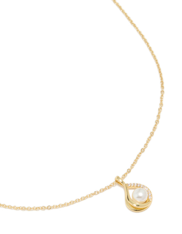 Gold Plated Cubic Zirconia Teardrop Pendant Necklace