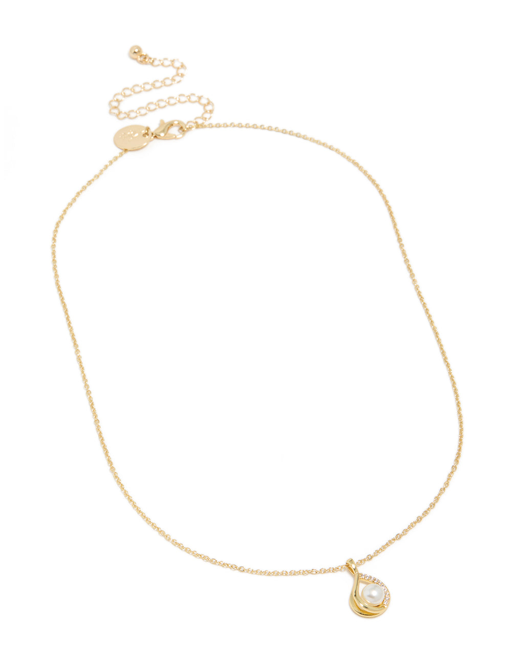 Gold Plated Cubic Zirconia Teardrop Pendant Necklace