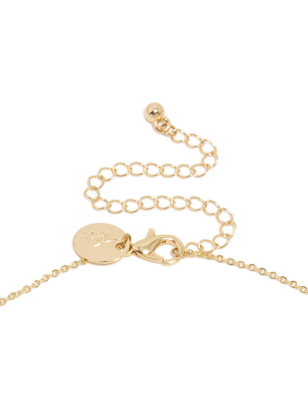 Gold Plated Cubic Zirconia Teardrop Pendant Necklace