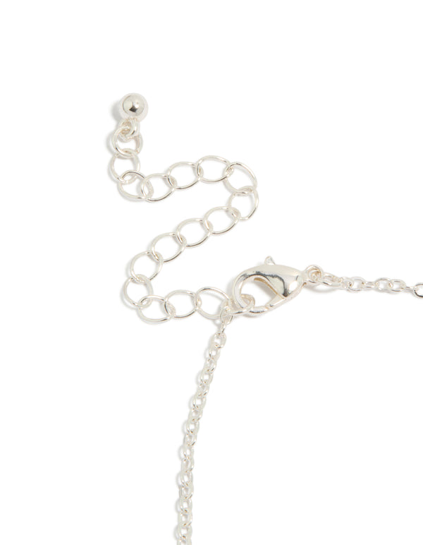 Silver Plated Cubic Zirconia Outline Flower Bracelet