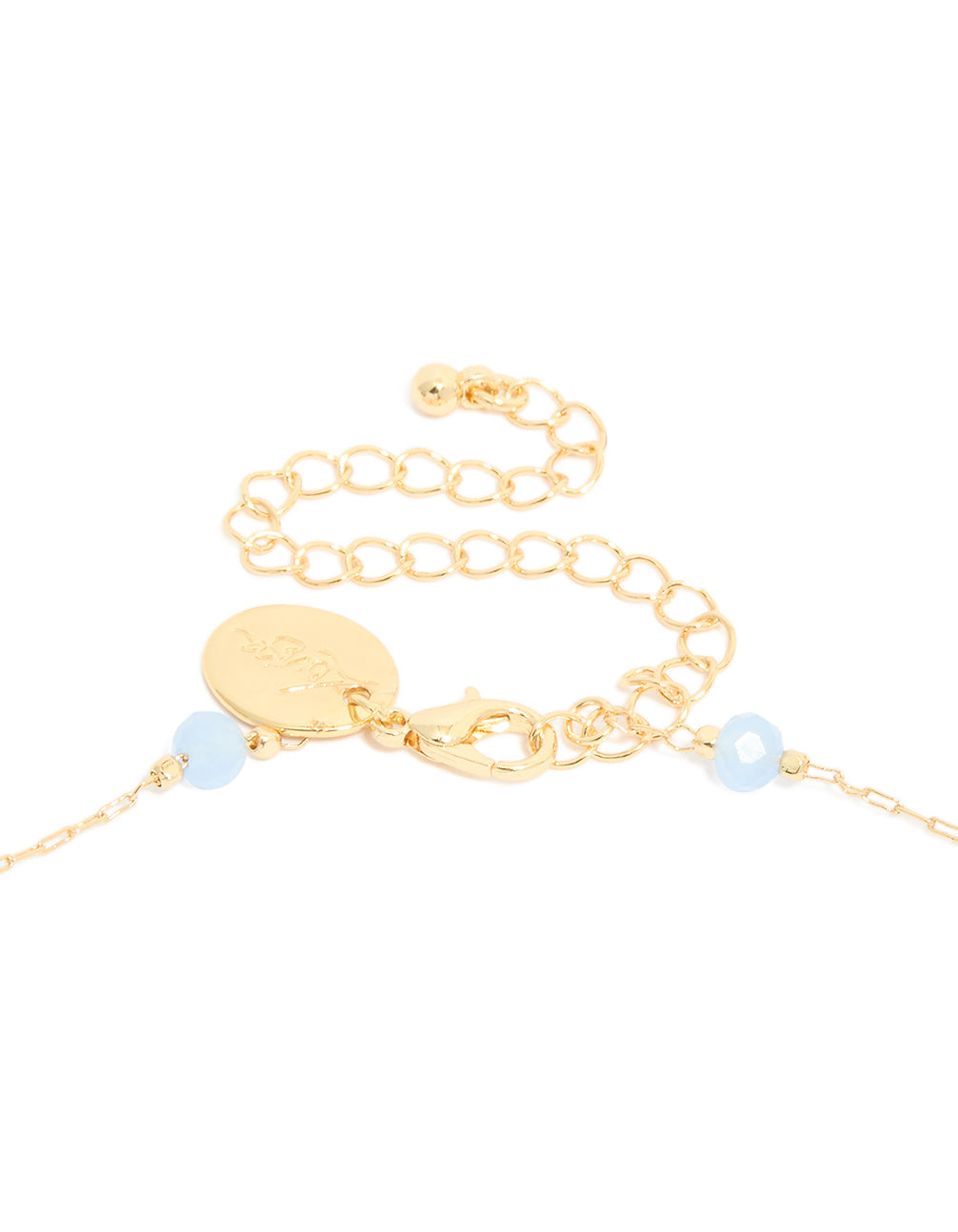 Gold Plated Blue Beaded & Evil Eye Pendant Necklace