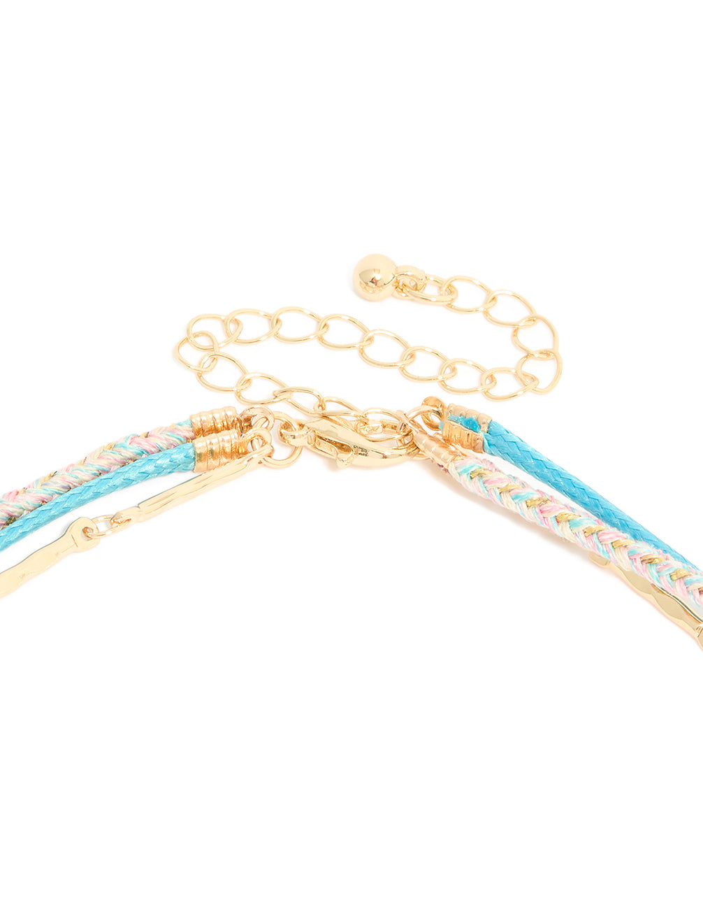 Gold Blue Cord Sea Charm Layered Necklace