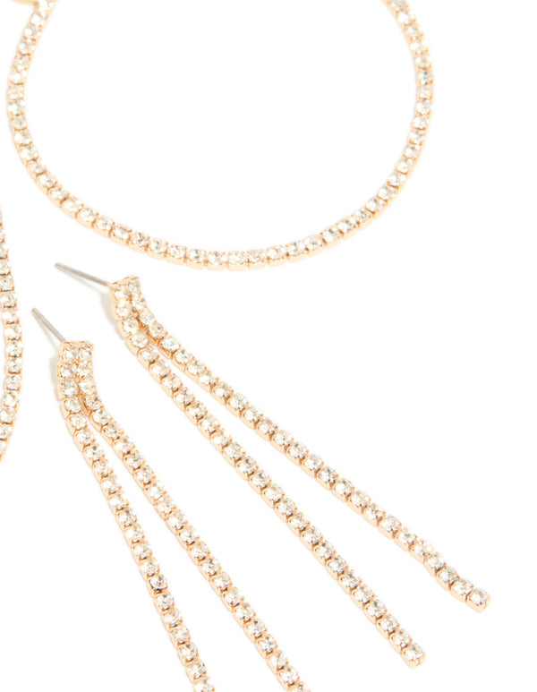 Gold Diamante Tennis Bracelet, Earrings & Necklace Pack