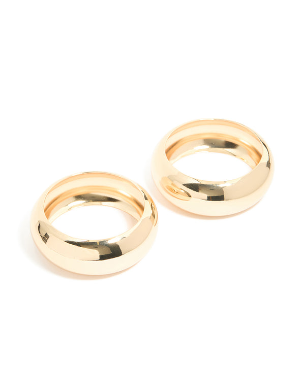 Discover a 2-pack of gold oversized chunky statement bangles front view