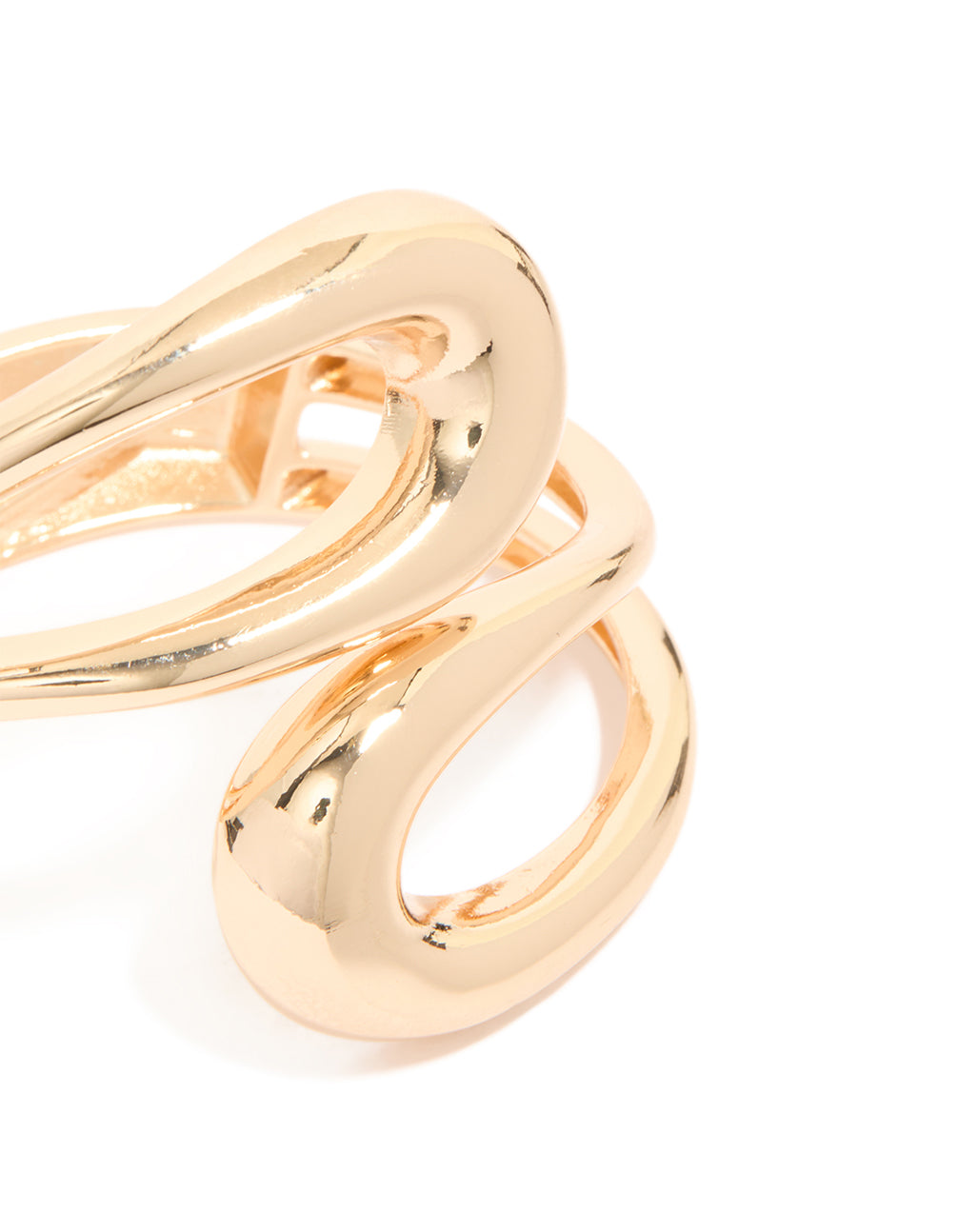 Featuring the gold wrapped loop hinged bangle in close up view