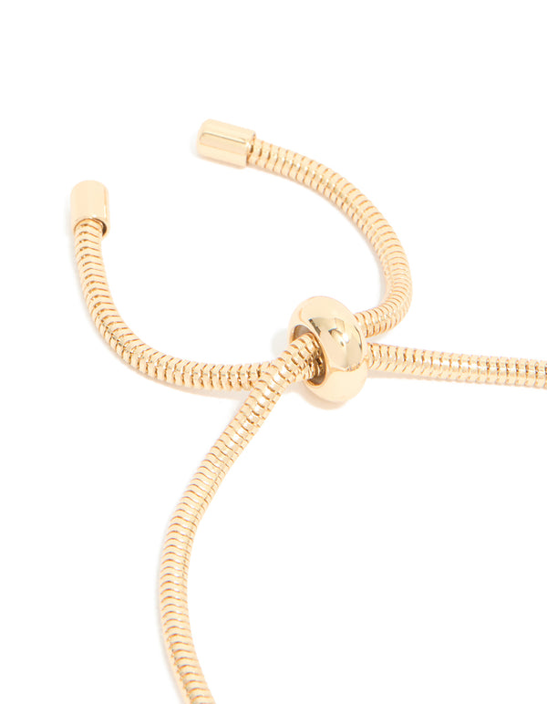 Gold Blue Diamante & Molten Heart Charm Toggle Bracelet