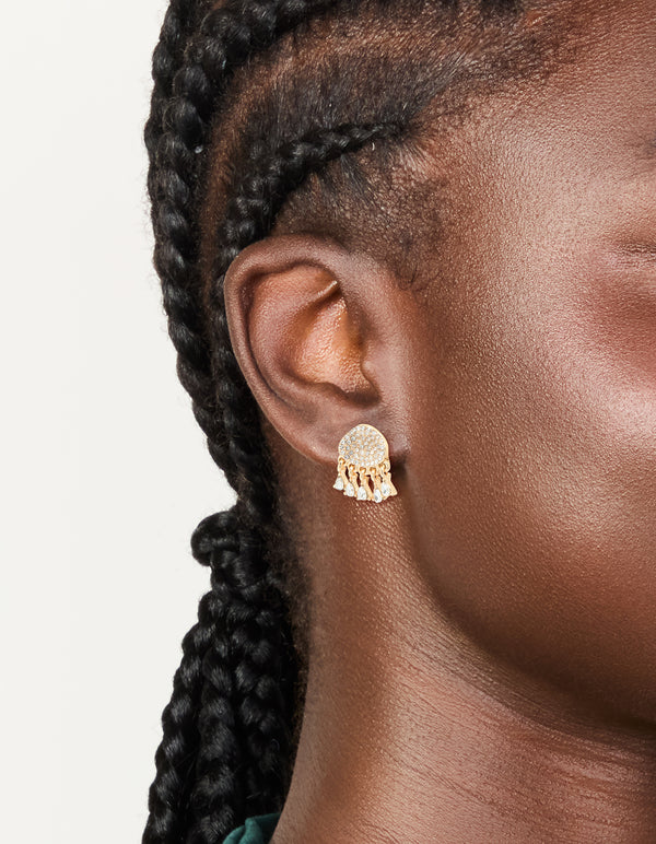 Gold Diamante Jellyfish Stud Earrings
