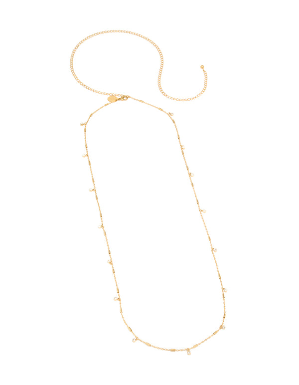 Waterproof Gold Plated Stainless Steel Cubic Zirconia Dainty Drop Body Chain