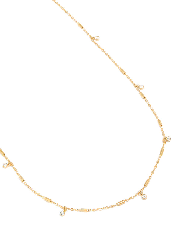 Waterproof Gold Plated Stainless Steel Cubic Zirconia Dainty Drop Body Chain