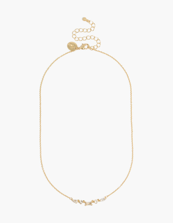 Gold Plated Mixed Shaped Cubic Zirconia Necklace