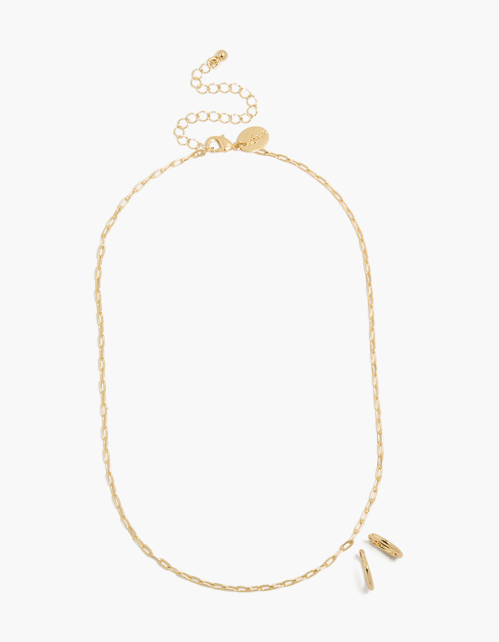 Gold Plain Chain & Huggie Earrings Set