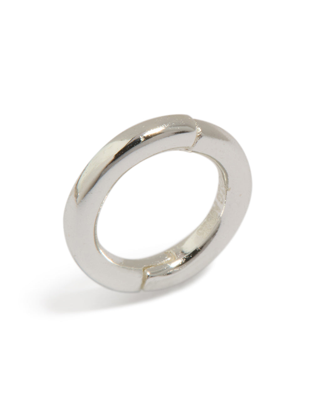 Crafted from sterling silver clicker ring in a polished finish front view