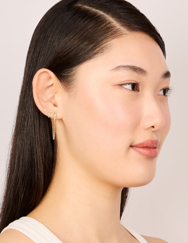Gold Plated Boho Chain & Stud Earrings 3-Pack