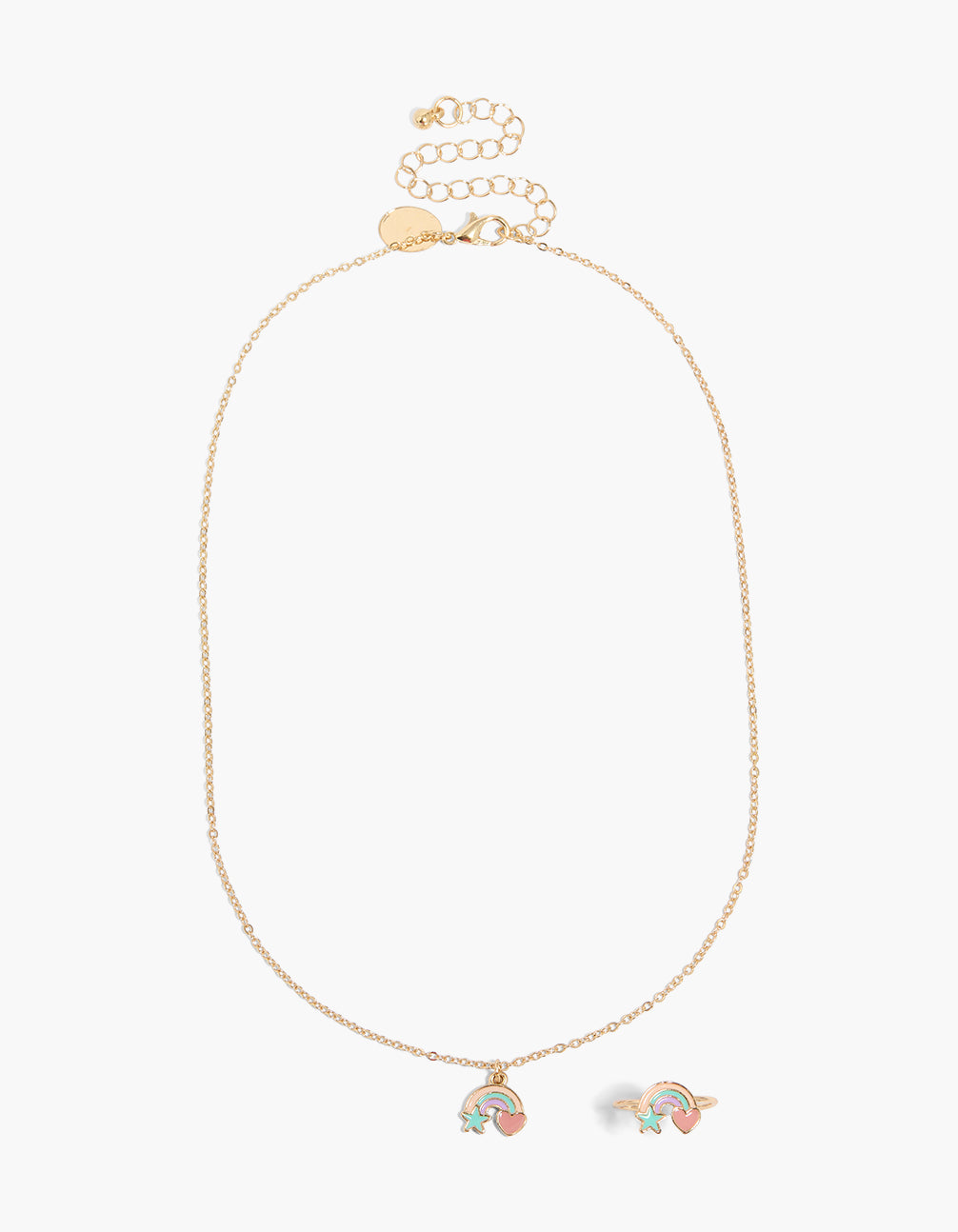 Kids Gold Rainbow Necklace & Ring Gift Set