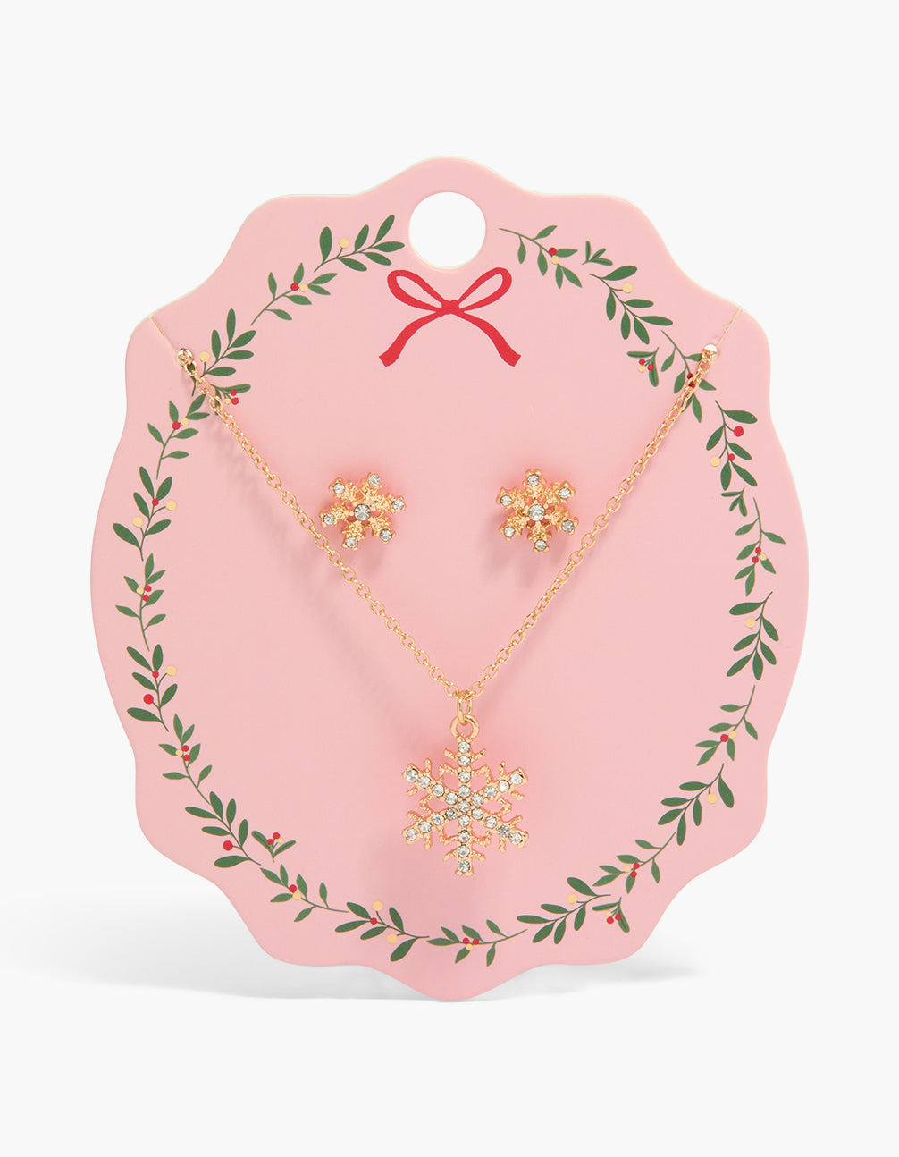 Gold Diamante Snowflake Earrings & Necklace Set
