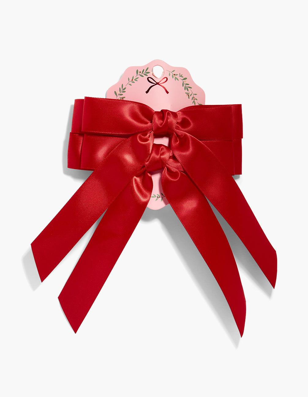 Red Fabric Double Loop Bow Clips 2-Pack