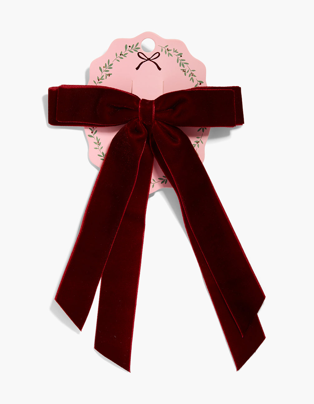 Burgundy Velvet Double Bow Clip